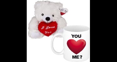 Valentijnscadeau - beertje en mok - be my valentine - koffiemok - knuffelbeertje - valentijnsdag