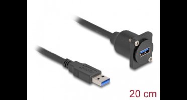 Delock D-Type USB 5 Gbps Cable Type-A male to Type-A female black 20 cm
