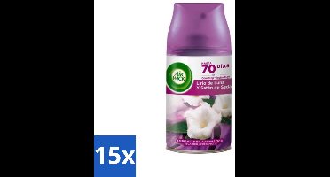 15 x Air Wick - Luchtverfrisser Navulling - Maan Lelie - Automatische Spray - 250 ml - Maan Lelie - Luchtverfrisser - Geur - Essentiële Oliën - Geurverspreiding