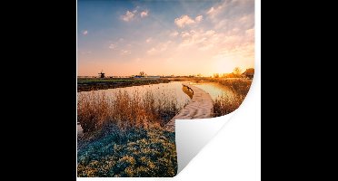 Muurstickers - Sticker Folie - Zonsondergang in de Nederlandse polder - 30x30 cm - Plakfolie - Muurstickers Kinderkamer - Zelfklevend Behang - Zelfklevend behangpapier - Stickerfolie