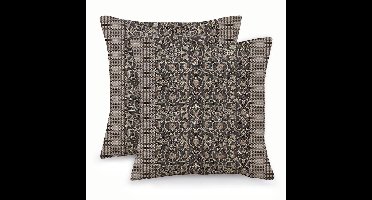 Boraboi® Set van 2 Boho Linnen Kussenslopen voor Binnen en Buiten, Vierkant, 45 x 45 cm, Vintage en Moderne Stijl