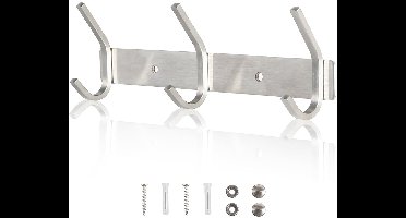 Boraboi® Multifunctionele Kapstok voor Wandmontage met Drie Haken van Roestvrij Staal, Geschikt voor Badkamer en Keuken, Kledinghaken tot 30 kg