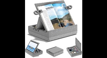 Ibenzoa® Opvouwbare Leesstandaard met Multifunctionele Opslag en Verstelbare Hoeken voor Boeken en Tablets