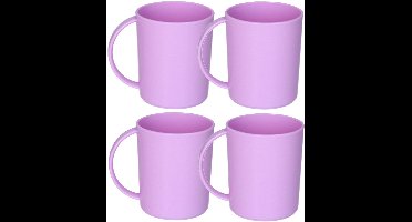 Plasticforte onbreekbare Drinkbekers - 8x - kunststof - 350 ml - paars - kinderen - camping- mokken