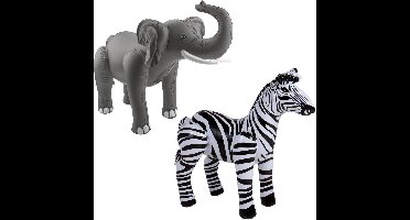 Folat Opblaasdieren - olifant en zebra - safari thema - kunststof