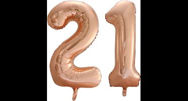 Folieballon nr. 21 Rosé Goud 86cm