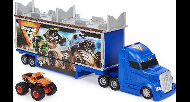 Monster Jam, officiële 2-in-1 transformerende Hauler-speelset 1:64 - Met exclusieve metalen El Toro Loco-monstertruck