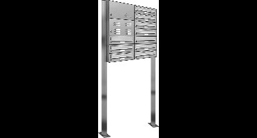 Vrijstaande brievenbus 10 personen_Brievenbus met intercompaneel vrijstaand_10_adressen__RVS