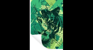 Muurstickers - Sticker Folie - Tijger - Abstract - Groen - 20x30 cm - Plakfolie - Muurstickers Kinderkamer - Zelfklevend Behang - Zelfklevend behangpapier - Stickerfolie