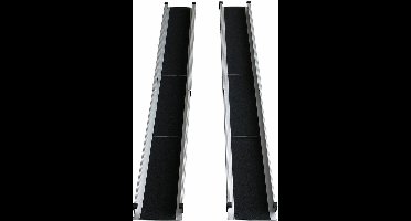 Oprijgoten lichtgewicht, telescopisch : 97 cm, uitgetrokken 156 of 210 cm, spoorbreedte 10 cm, per paar