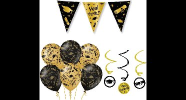 Paperdreams Geslaagd thema party versiering set You did it - Vlaggenlijn/hang deco/12x ballonnen