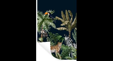 Muurstickers - Sticker Folie - Jungle - Planten - Dieren - Kinderen - Flamingo - Zebra - 20x30 cm - Plakfolie - Muurstickers Kinderkamer - Zelfklevend Behang - Zelfklevend behangpapier - Stickerfolie