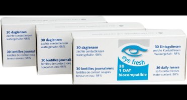 Eye Fresh Zachte Daglenzen - 90 stuks - Sterkte -4.00 - Hioxifilcon A - 58% water - Langdurig draagcomfort