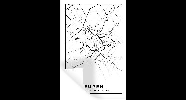Muurstickers - Sticker Folie - België – Eupen – Stadskaart – Kaart – Zwart Wit – Plattegrond - 20x30 cm - Plakfolie - Muurstickers Kinderkamer - Zelfklevend Behang - Zelfklevend behangpapier - Stickerfolie