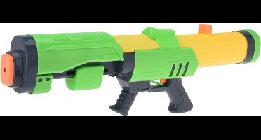 1x Waterpistolen/waterpistool groen/geel van 63 cm met pomp kinderspeelgoed - waterspeelgoed van kunststof - grote waterpistolen met pomp
