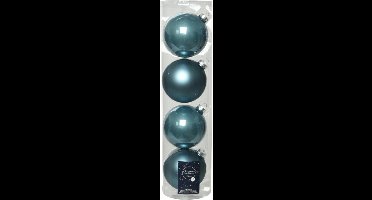 Decoris kerstballen - 4x st - ijsblauw - D10 cm - glas - kerstversiering