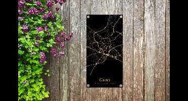 Tuinposter Gent - Kaart - Goud - 30x60 cm - Tuindoek