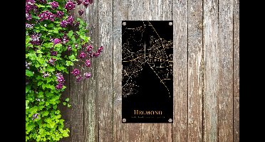 Tuinposter Helmond - Kaart - Black and gold - 30x60 cm - Tuindoek