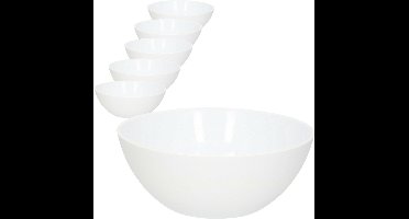 Plasticforte Saladeschaal - 6x - D23 x H10 cm - kunststof - wit - 2500 ml - serveerschaal