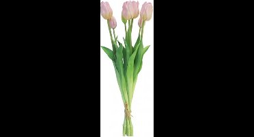 Nova Nature Zijden Kunstbloemen Kunst Bosje Tulpen Sally 47 cm - Roze