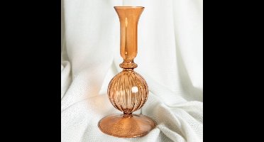 Kandelaar - Glas - Exclujess - Bruin - High Tea - 17.5 cm