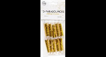 Parasol picks metallic goud, 10 stuks