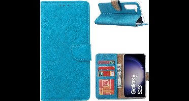 Hoesje Geschikt Voor Samsung Galaxy S23 Hoesje met Pasjeshouder – Bookcase – Blauw