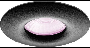 Inbouwspot Minea met Philips HUE White and Color - voor badkamer / overkapping / buiten - inbouwspot - Zwart - rond - IP65 - GU10 - Buitendiameter: 82MM - boorgat: 70-75MM - min. Inbouwdiepte: 70MM