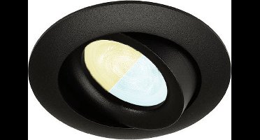 Inbouwspot Mees met Philips HUE White Ambiance - inbouwspot - Zwart - rond - Voor binnen / woonkamer / keuken / slaapkamer - IP20 - GU10 - Buitendiameter: 81MM - boorgat: 70-75MM - min. Inbouwdiepte: 70MM