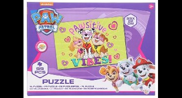PAW Patrol Positive Vibes Puzzel - Paars / Roze - Karton - 50 Stukjes - 30 x 20 cm - 3+