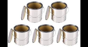 Leeg verfblik met deksel - 5 stuks -2,5 liter - gecoat - voor alle verfsoorten