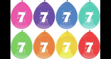 Haza Ballonnen 7 jaar - leeftijd verjaardag - 24x stuks - 29 cm - versiering - feestartikelen