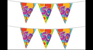 Haza Vlaggetjes 50 jaar - leeftijd verjaardag - 2x stuks - plastic 10m
