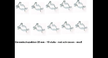 GEREEDSCHAPSKLEM 25 MM - 10 STUKS - MET SCHROEVEN - EEC6 - VERENSTAAL - VERZINKT