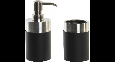Items badkamer accessoires drinkbeker/zeeppompje 300ml - zwart/zilver