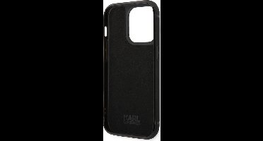 iPhone 14 Pro Backcase hoesje - Karl Lagerfeld - Effen Zwart - Kunstleer