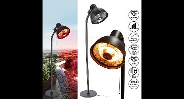 Cepewa Staande Terrasverwarmer hoogte 230cm Halogeen Heater met 3 verwarmingsniveaus