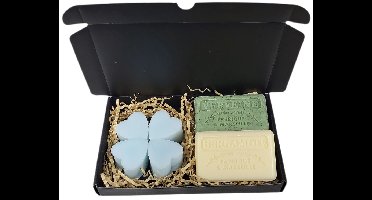 Soap bar cadeauset - Hartjes mistral cadeauset met verveine broyee & bergamote, valentijn cadeau voor hem