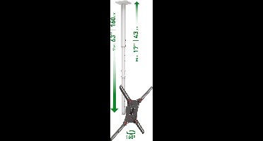 Barkan - Plafondbeugel 13 inch - 75 inch/33cm - 191cm - Vlak/Gebogen TV - Kijkhoek, Uittrekbaar, Draaibaar + Kantelbaar