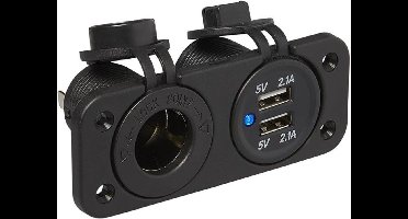 ProPlus Inbouwkit met dubbele USB-poort - 2 x 2100mA - 12/24V