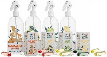 The Good Brand - Voordeel Schoonmaakpakket - 4 Flessen met pods + 4 x 2 Refill Pods - 8 x 500ml