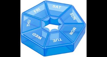 Pillendoos - Pillenbakje - 7 Dagen - Pillen Organizer - Medicijn Doosje - 7 vakjes - Blauw