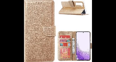 Hoesje Geschikt Voor Samsung Galaxy S23 Hoesje met Pasjeshouder – Bookcase – Goud