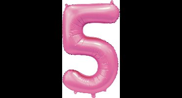 Folie Ballon Cijfer 5 Satin Roze XL 86 cm