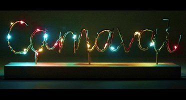 Decoratie plakje met tekst CARNAVAL verlicht - 36x12cm.