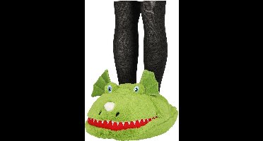 Apollo Grote voetenwarmer slof - monster - groen - one size - 30 x 27 cm - polyester - dierensloffen