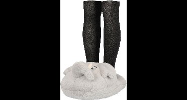 Apollo Grote voetenwarmer slof - olifant - grijs - one size - 30 x 27 cm - polyester - dierensloffen