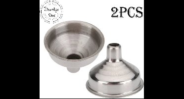 2 x Mini Trechter - Klein - RVS - Zilverkleurig - Vloeistof - Overschenken - 2 stuks - Ø3,5 cm