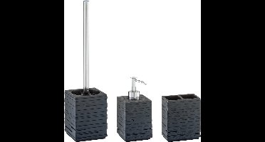 Zeller badkamer accessoires set 3-delig - kunststeen - zwart leisteen