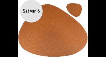 Krumble Placemat en onderzetter - 6 stuks - Design placemat set met onderzetter - Bruin
